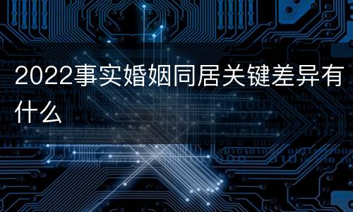 2022事实婚姻同居关键差异有什么