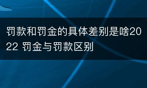 罚款和罚金的具体差别是啥2022 罚金与罚款区别