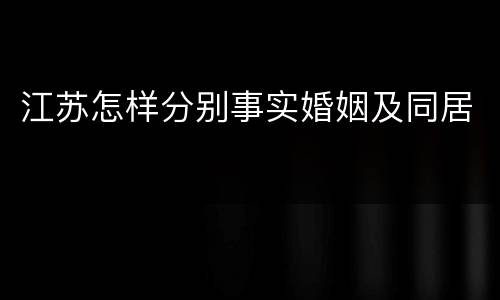 江苏怎样分别事实婚姻及同居