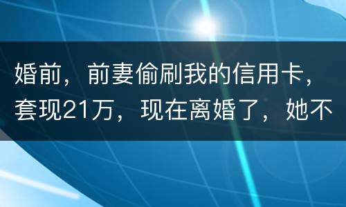 婚前，前妻偷刷我的信用卡，套现21万，现在离婚了，她不愿意还这个钱，我能起诉吗