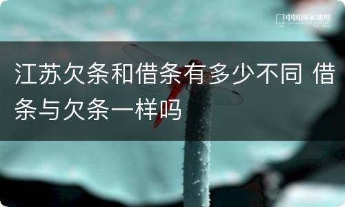 江苏欠条和借条有多少不同 借条与欠条一样吗