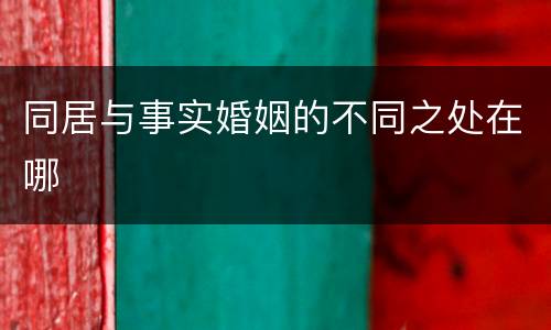 同居与事实婚姻的不同之处在哪