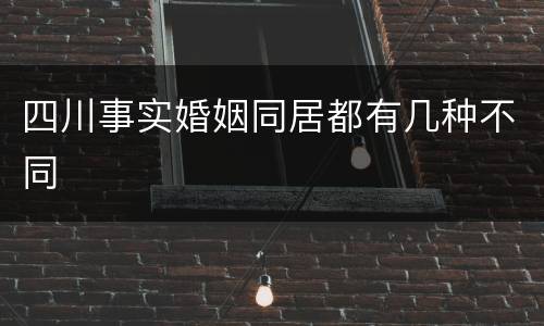 四川事实婚姻同居都有几种不同