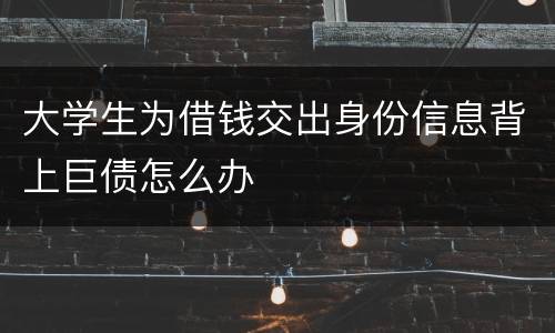 大学生为借钱交出身份信息背上巨债怎么办