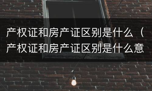 产权证和房产证区别是什么（产权证和房产证区别是什么意思）