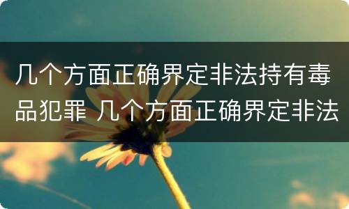 几个方面正确界定非法持有毒品犯罪 几个方面正确界定非法持有毒品犯罪案件