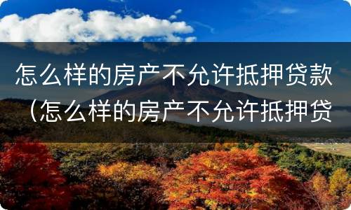 怎么样的房产不允许抵押贷款（怎么样的房产不允许抵押贷款了）