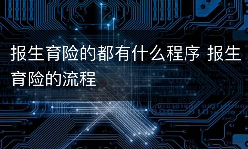 报生育险的都有什么程序 报生育险的流程
