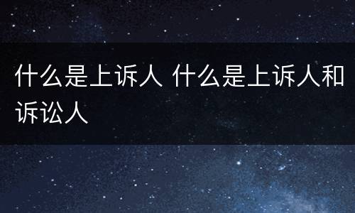 什么是上诉人 什么是上诉人和诉讼人