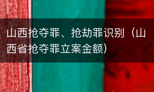 山西抢夺罪、抢劫罪识别（山西省抢夺罪立案金额）