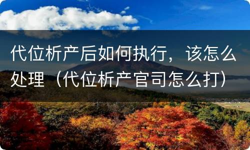 代位析产后如何执行，该怎么处理（代位析产官司怎么打）