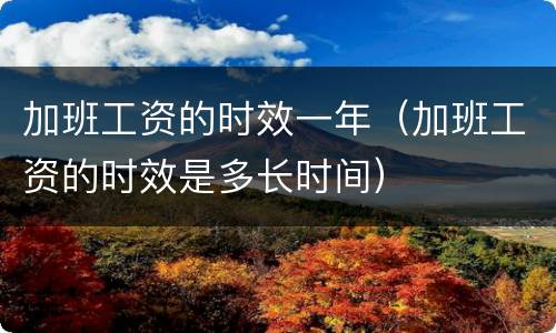 加班工资的时效一年（加班工资的时效是多长时间）