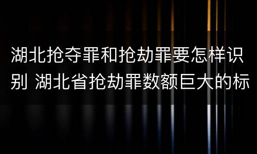湖北抢夺罪和抢劫罪要怎样识别 湖北省抢劫罪数额巨大的标准