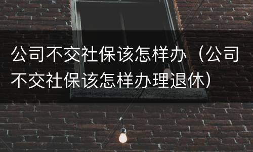 公司不交社保该怎样办（公司不交社保该怎样办理退休）