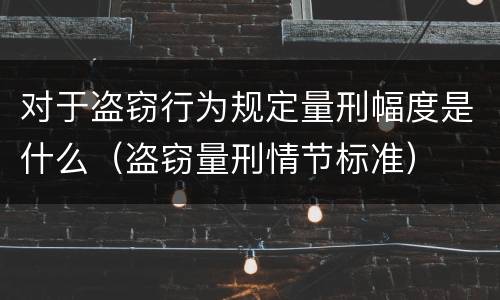 对于盗窃行为规定量刑幅度是什么（盗窃量刑情节标准）