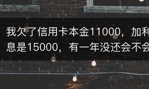 我欠了信用卡本金11000，加利息是15000，有一年没还会不会被案
