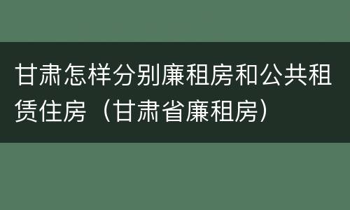 甘肃怎样分别廉租房和公共租赁住房（甘肃省廉租房）