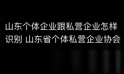 山东个体企业跟私营企业怎样识别 山东省个体私营企业协会