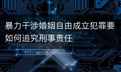 暴力干涉婚姻自由成立犯罪要如何追究刑事责任