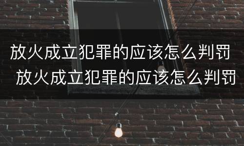 放火成立犯罪的应该怎么判罚 放火成立犯罪的应该怎么判罚呢