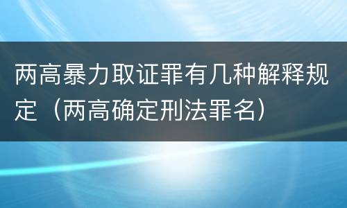 两高暴力取证罪有几种解释规定（两高确定刑法罪名）