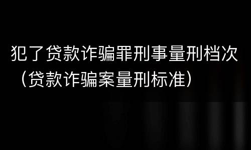 犯了贷款诈骗罪刑事量刑档次（贷款诈骗案量刑标准）