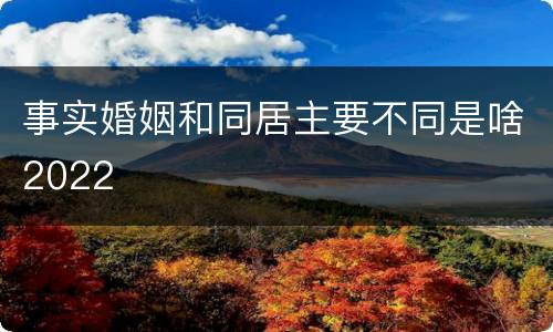 事实婚姻和同居主要不同是啥2022