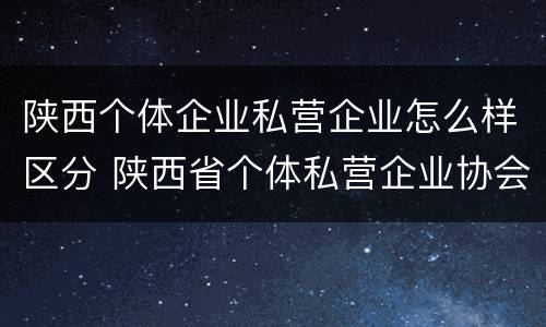 陕西个体企业私营企业怎么样区分 陕西省个体私营企业协会