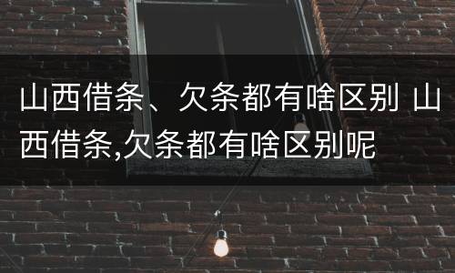 山西借条、欠条都有啥区别 山西借条,欠条都有啥区别呢