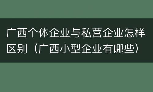 广西个体企业与私营企业怎样区别（广西小型企业有哪些）