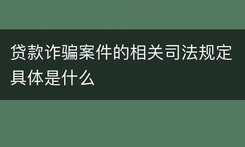 贷款诈骗案件的相关司法规定具体是什么