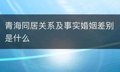 青海同居关系及事实婚姻差别是什么
