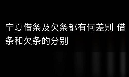宁夏借条及欠条都有何差别 借条和欠条的分别