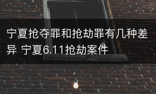 宁夏抢夺罪和抢劫罪有几种差异 宁夏6.11抢劫案件