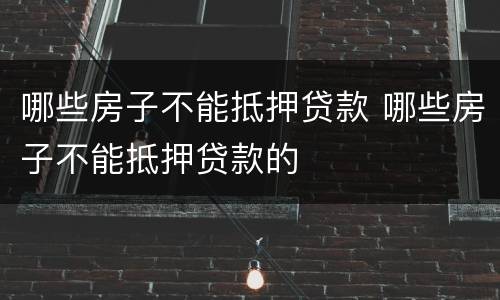 哪些房子不能抵押贷款 哪些房子不能抵押贷款的