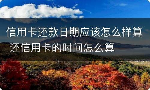信用卡还款日期应该怎么样算 还信用卡的时间怎么算