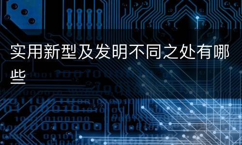 实用新型及发明不同之处有哪些