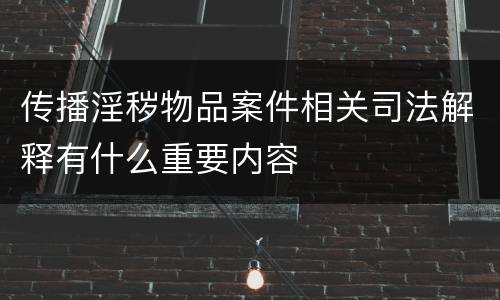 传播淫秽物品案件相关司法解释有什么重要内容