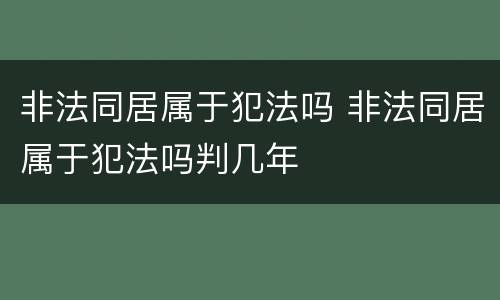 非法同居属于犯法吗 非法同居属于犯法吗判几年