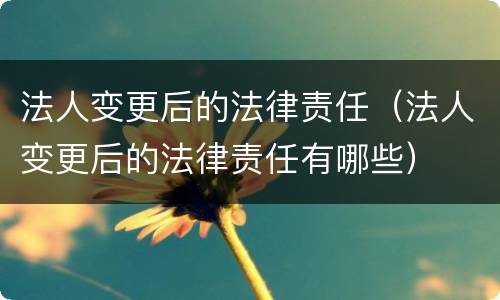 法人变更后的法律责任（法人变更后的法律责任有哪些）