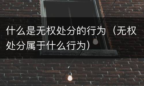 什么是无权处分的行为（无权处分属于什么行为）