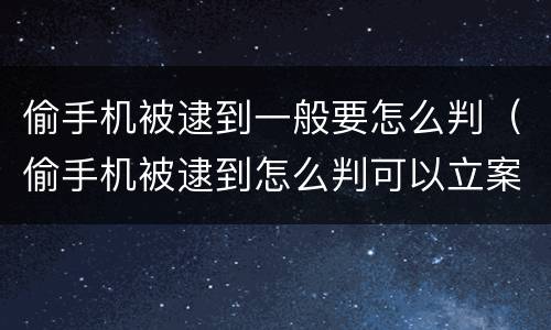 偷手机被逮到一般要怎么判（偷手机被逮到怎么判可以立案标准）
