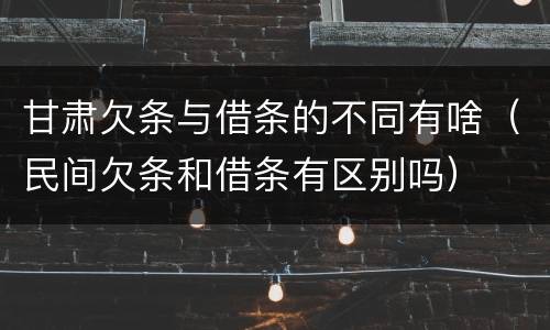 甘肃欠条与借条的不同有啥（民间欠条和借条有区别吗）