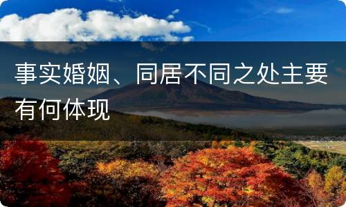 事实婚姻、同居不同之处主要有何体现