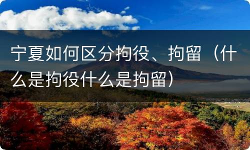 宁夏如何区分拘役、拘留（什么是拘役什么是拘留）