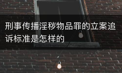 刑事传播淫秽物品罪的立案追诉标准是怎样的