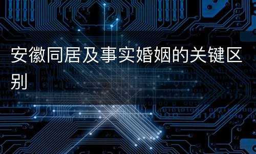 安徽同居及事实婚姻的关键区别