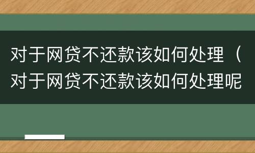 对于网贷不还款该如何处理（对于网贷不还款该如何处理呢）