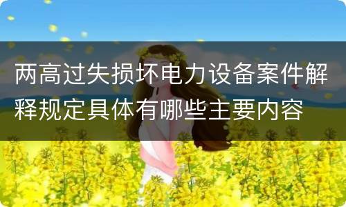 两高过失损坏电力设备案件解释规定具体有哪些主要内容