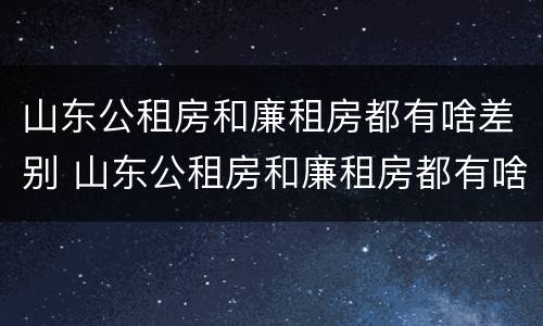 山东公租房和廉租房都有啥差别 山东公租房和廉租房都有啥差别吗